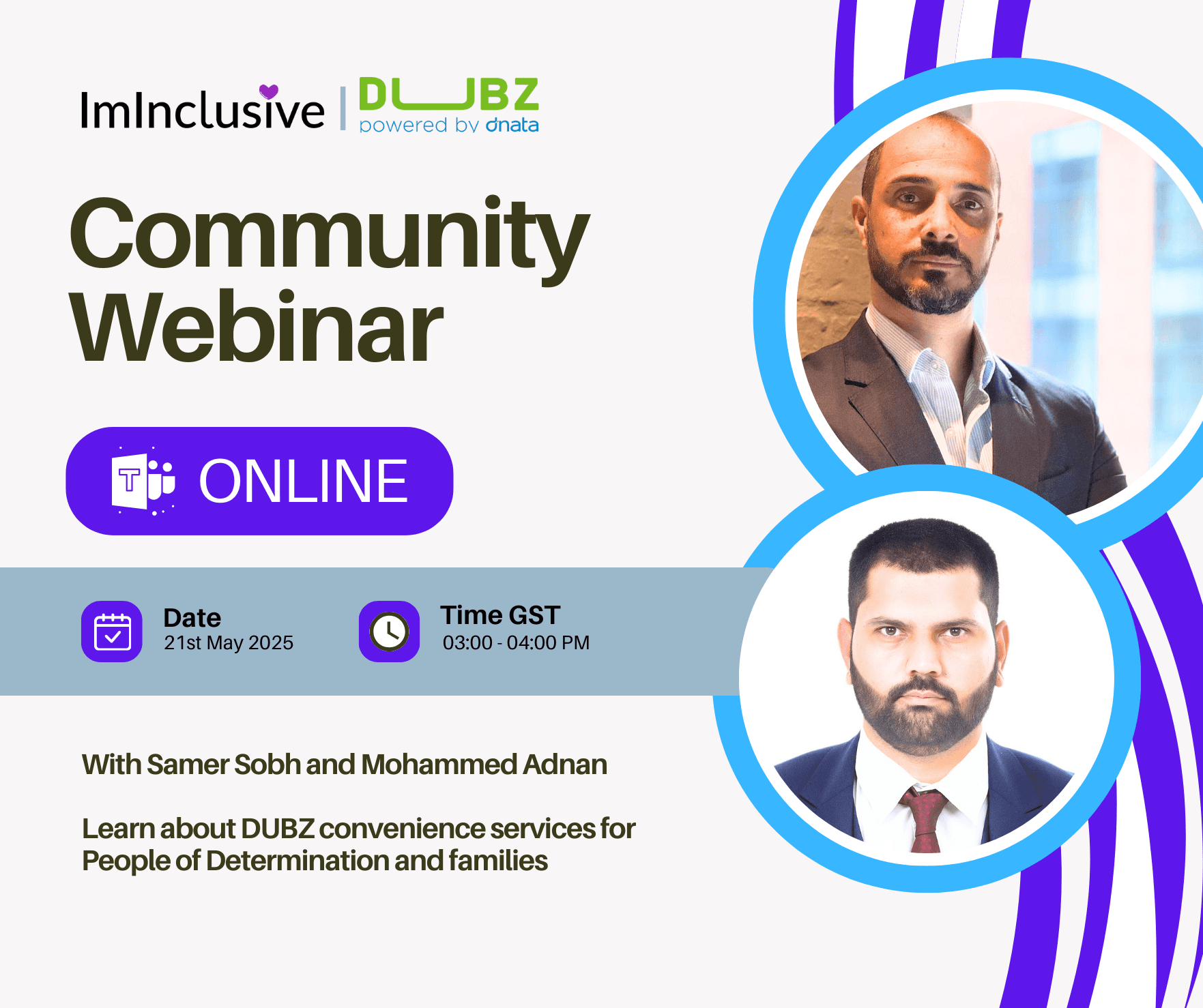 Webinar poster with photos of Samer Sobh and Mohammad Adnan.